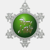 Merry X-Mas Pewter Snowflake Ornament (Voorkant)