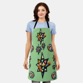 Merry X-mas Stars Glas in lood Pattern Apron Schort (Gedragen)