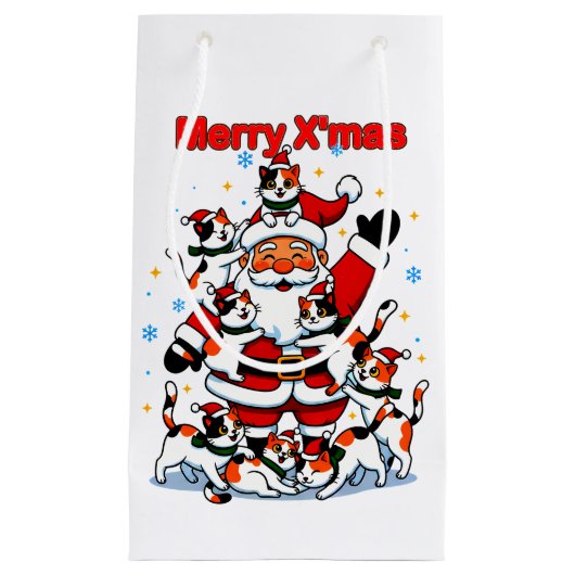 “Merry X’mas” Whimsical Holiday Chaos Design Klein Cadeauzakje (Voorkant)