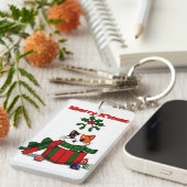 “Merry X’mas” Whimsical Holiday Greeting Design Sleutelhanger (Voorkant Rechts)