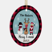 Merry X-Mask Funny Buffalo Pset Check Santa Keramisch Ornament (Rechts)