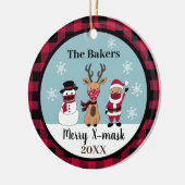 Merry X-Mask Funny Buffalo Pset Check Santa Keramisch Ornament (Links)