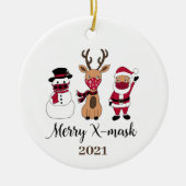 Merry X-Mask Funny Buffalo Pset Santa Keramisch Ornament (Voorkant)