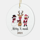 Merry X-Mask Funny Buffalo Pset Santa Keramisch Ornament (Links)