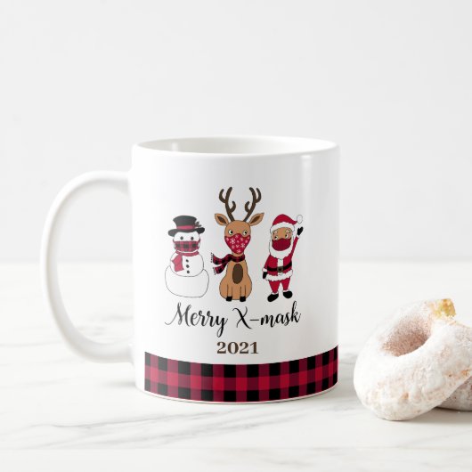 Merry X-Mask Funny Buffalo Pset Santa Koffiemok (Met donut)
