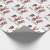 Merry X-Mask Funny Buffalo Pset Santa Reindeer Cadeaupapier (Hoek)