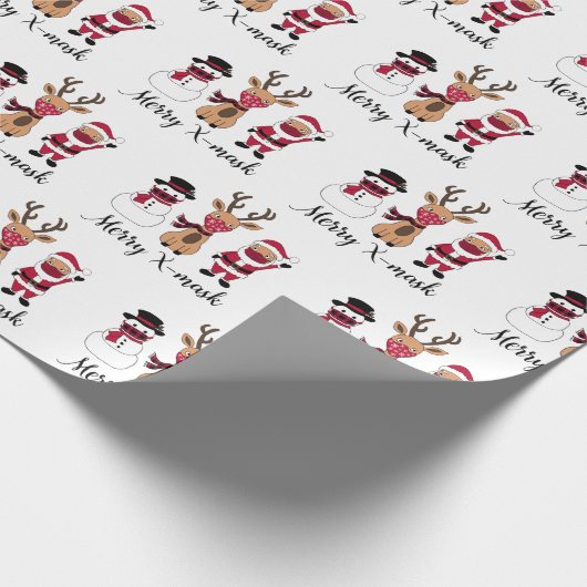 Merry X-Mask Funny Buffalo Pset Santa Reindeer Cadeaupapier (Hoek)