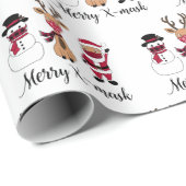 Merry X-Mask Funny Buffalo Pset Santa Reindeer Cadeaupapier (Rol Hoek)
