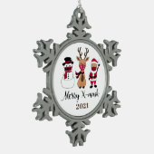 Merry X-Mask Funny Buffalo Pset Santa Tin Sneeuwvlok Ornament (Links)