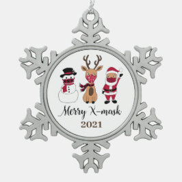 Merry X-Mask Funny Buffalo Pset Santa Tin Sneeuwvlok Ornament