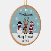 Merry X-Mask Funny Reindeer Snowman Santa Keramisch Ornament (Rechts)