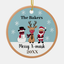 Merry X-Mask Funny Reindeer Snowman Santa Keramisch Ornament