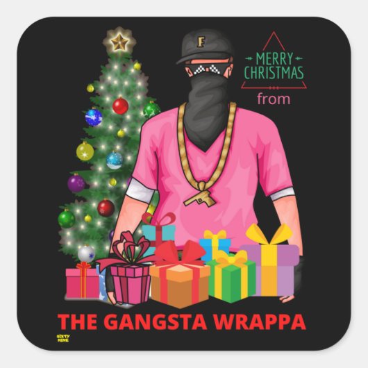 Merry X-MASS VAN DE GANGSTA WRAPPA grappig Vierkante Sticker (Voorkant)