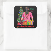 Merry X-MASS VAN DE GANGSTA WRAPPA grappig Vierkante Sticker (Tas)