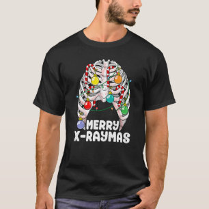 Merry X Raymas Creepy Kerstribcage Skeleton X T-shirt