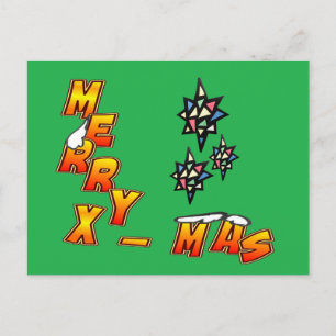 Merry Xmas 3 sterren Groen Briefkaart