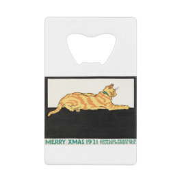 Merry Xmas and Cat van Edward Penfield. Creditkaart Flessenopener