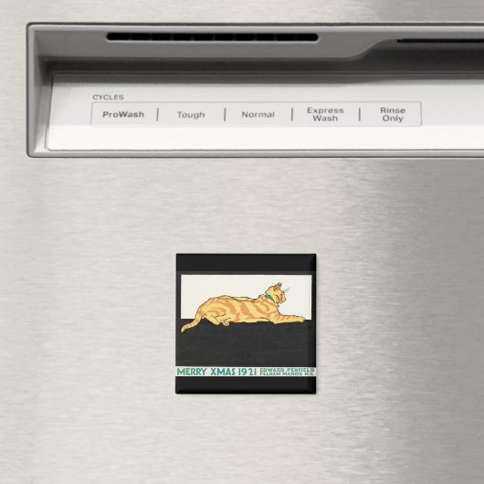 Merry Xmas and Cat van Edward Penfield. Magneet (Insitu (Vaatwasser))