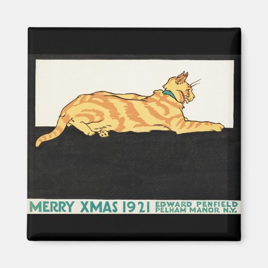 Merry Xmas and Cat van Edward Penfield. Magneet (Voorkant)