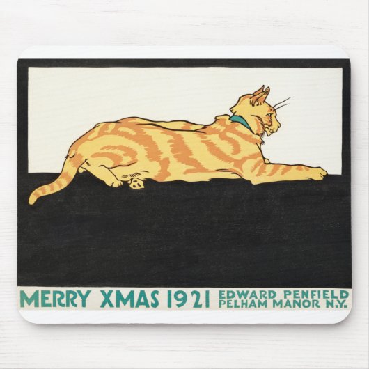 Merry Xmas and Cat van Edward Penfield. Muismat (Voorkant)
