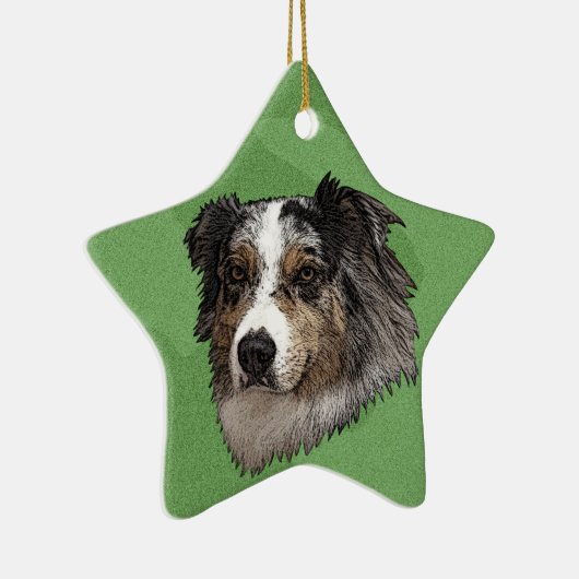 Merry Xmas Australian Shepherd Keramisch Ornament (Rechts)