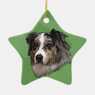 Merry Xmas Australian Shepherd Keramisch Ornament