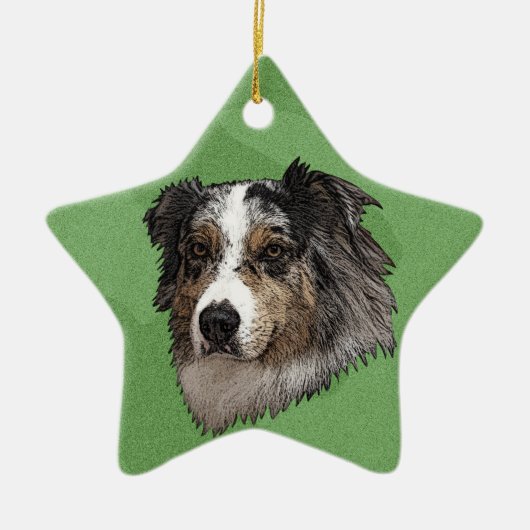 Merry Xmas Australian Shepherd Keramisch Ornament (Voorkant)