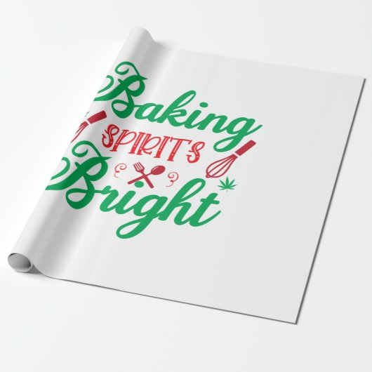 Merry Xmas Baking Spirits Bright Cadeaupapier (Uitgerold)