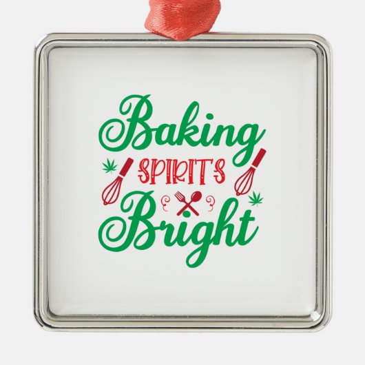 Merry Xmas Baking Spirits Bright Metalen Ornament (Voorkant)