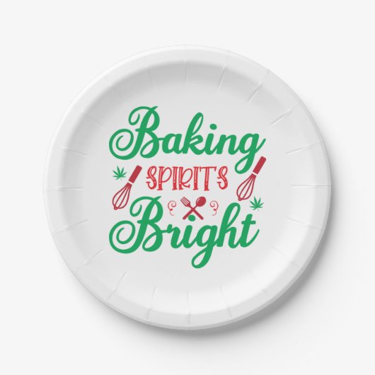 Merry Xmas Baking Spirits Bright Papieren Bordje (Voorkant)