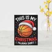 Merry Xmas Basketball Santa Hat This Is My Christm Kaart (Gele Bloem)