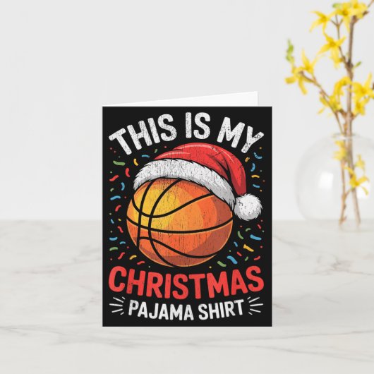 Merry Xmas Basketball Santa Hat This Is My Christm Kaart (Gele Bloem)