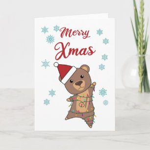 Merry Xmas Beer Snow Winter Teddy Kinder Kaart