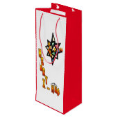 Merry Xmas Big Star Cust. Wine Bag Wijn Cadeautas (Achterkant Gekanteld)
