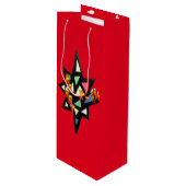 Merry Xmas Big Star Cust. Wine Bag Wijn Cadeautas (Voorkant Gekanteld)