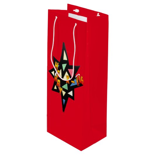 Merry Xmas Big Star Cust. Wine Bag Wijn Cadeautas (Voorkant Gekanteld)
