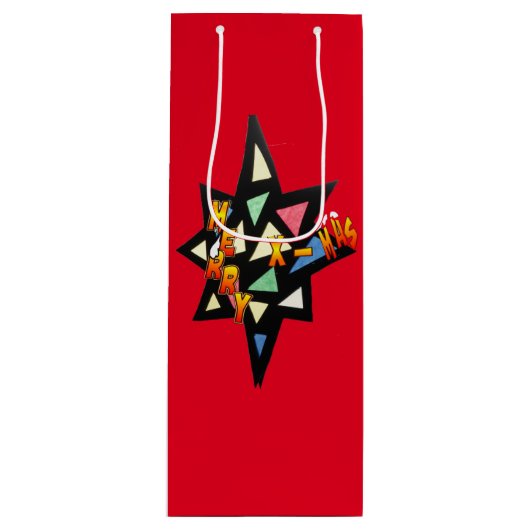 Merry Xmas Big Star Cust. Wine Bag Wijn Cadeautas (Voorkant)