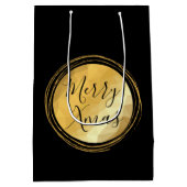 Merry Xmas calligrafie zwart-goudlux chic Medium Cadeauzakje (Achterkant)