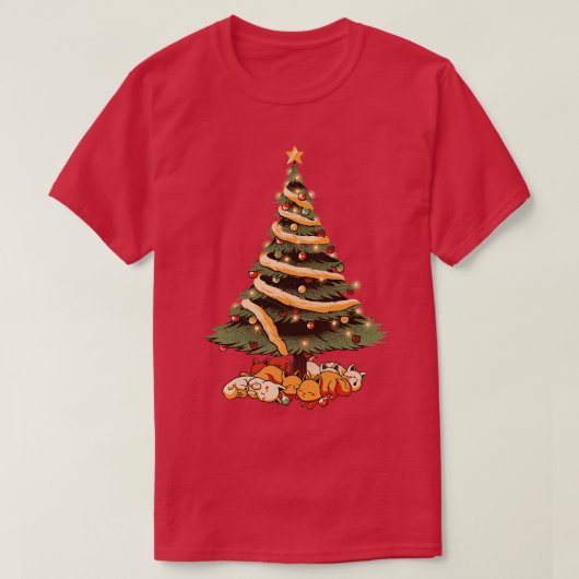 Merry Xmas Cat Tree Ugly Sweater van Tobe Fonseca T-shirt (Design voorkant)