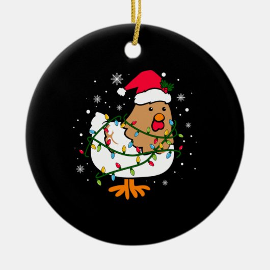 Merry Xmas Chicken Kerstmis Light Keramisch Ornament (Voorkant)