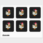 Merry Xmas Chicken Kerstmis Light Vierkante Sticker (Vel)