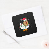 Merry Xmas Chicken Kerstmis Light Vierkante Sticker (Envelop)