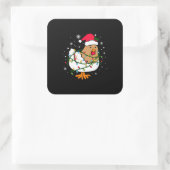 Merry Xmas Chicken Kerstmis Light Vierkante Sticker (Tas)