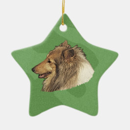 Merry Xmas Collie Keramisch Ornament