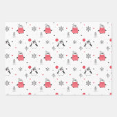 Merry Xmas Cute Happy Penguin in Red Winter Pet Inpakpapier Vel (Voorkant 2)