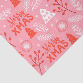 Merry Xmas Cute Pink Retro Botanische Kerstmis Tissuepapier (Detail)