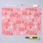 Merry Xmas Cute Pink Retro Botanische Kerstmis Tissuepapier (Craft)
