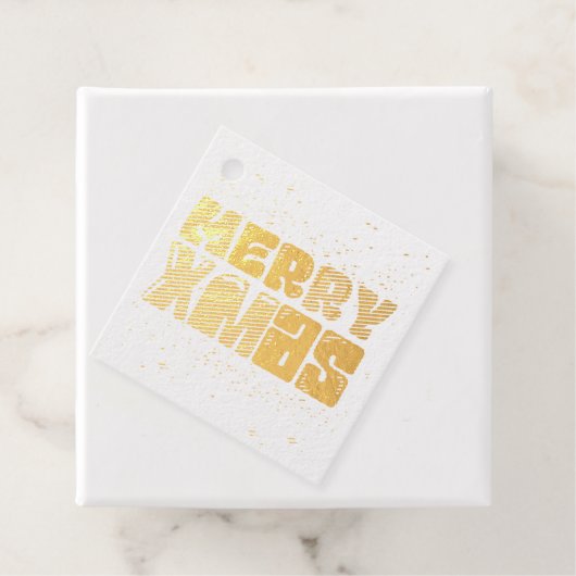 Merry Xmas Cute Red Blue Gold Bedankjes Labels (Met doos)