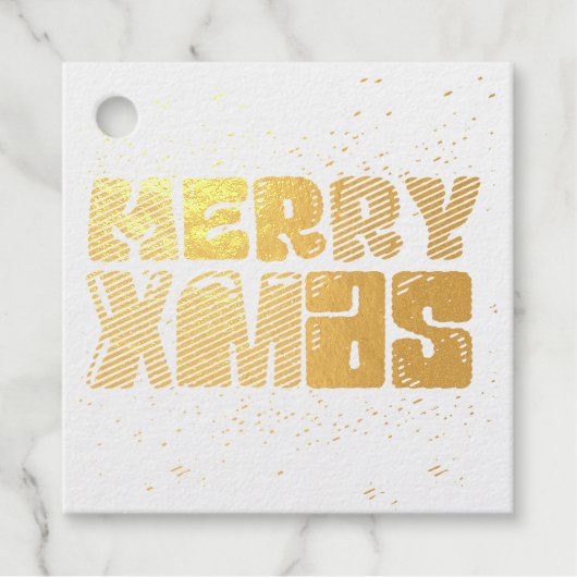 Merry Xmas Cute Red Blue Gold Bedankjes Labels (Voorkant)