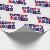 Merry Xmas Cute Red Blue Gold Cadeaupapier (Hoek)